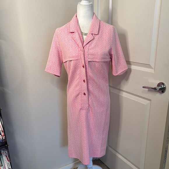 Chic Pink Herringbone Dress - Picture 1 of 8